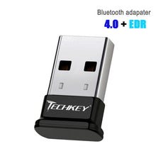 Load image into Gallery viewer, Bluetooth Adapter for PC USB Bluetooth Dongle 4.0 EDR Receiver TECHKEY Wireless Transfer for Stereo Headphones Laptop Windows 10, 8.1, 8, 7, Raspberry Pi, Linux Compatible