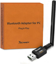 Load image into Gallery viewer, USB Bluetooth 6.0 Adapter for Desktop PC: Plug &amp; Play 600FT Long Range Wireless Dongle with 5dBi Antenna for Laptop Windows 11/10/8.1, Pair BT Headphones/Headset/Speaker/Mouse/Keyboard/Print Servers-B0GHP3DCD5