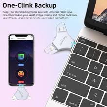 Load image into Gallery viewer, MFi Certified USB 3.0 Flash Drive 128GB for iPhone, 3in1 External Memory Photo Keeper Storage Stick for Picture/Video/Data Saver/Backup, High Speed Thumb/Jump/Hard Drives for iPhone/iPad/Android/PC-B0DL5VCVCG