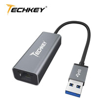 Load image into Gallery viewer, Ethernet Adapter USB 3.0 to Nekwork, Techkey USB to RJ45 Gigabit LAN/Windows XP/for Mac OS X /10.6-10.15, 10/100/1000 Mbps Ethernet Supports Nintendo Switch/Wii U/MacBook/Chromebook