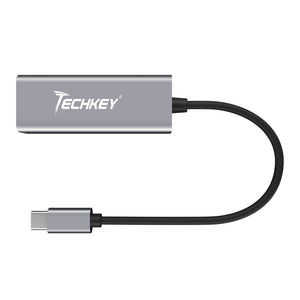 USB C to Ethernet Adapter, Techkey USB Thunderbolt 3 / Type C to RJ45 Gigabit Ethernet LAN Network Adapter Compatible for MacBook Pro 2019/2018/2017 Dell XPS ChromeBook Galaxy S9/S8 and More