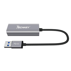 Ethernet Adapter USB 3.0 to Nekwork, Techkey USB to RJ45 Gigabit LAN/Windows XP/for Mac OS X /10.6-10.15, 10/100/1000 Mbps Ethernet Supports Nintendo Switch/Wii U/MacBook/Chromebook
