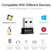 Load image into Gallery viewer, Bluetooth Adapter for PC USB Bluetooth Dongle 4.0 EDR Receiver TECHKEY Wireless Transfer for Stereo Headphones Laptop Windows 10, 8.1, 8, 7, Raspberry Pi, Linux Compatible
