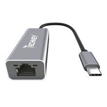 Load image into Gallery viewer, USB C to Ethernet Adapter, Techkey USB Thunderbolt 3 / Type C to RJ45 Gigabit Ethernet LAN Network Adapter Compatible for MacBook Pro 2019/2018/2017 Dell XPS ChromeBook Galaxy S9/S8 and More