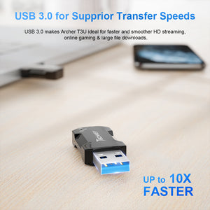 USB WiFi Adapter 1200Mbps for PC, Techkey Mini Wireless Network Adapter USB 3.0 WiFi Dongle 802.11 ac with Dual Band 2.42GHz/300Mbps, 5.8GHz/866Mbps for Desktop Laptop Windows XP/7/8/8.1/10/ Mac OS