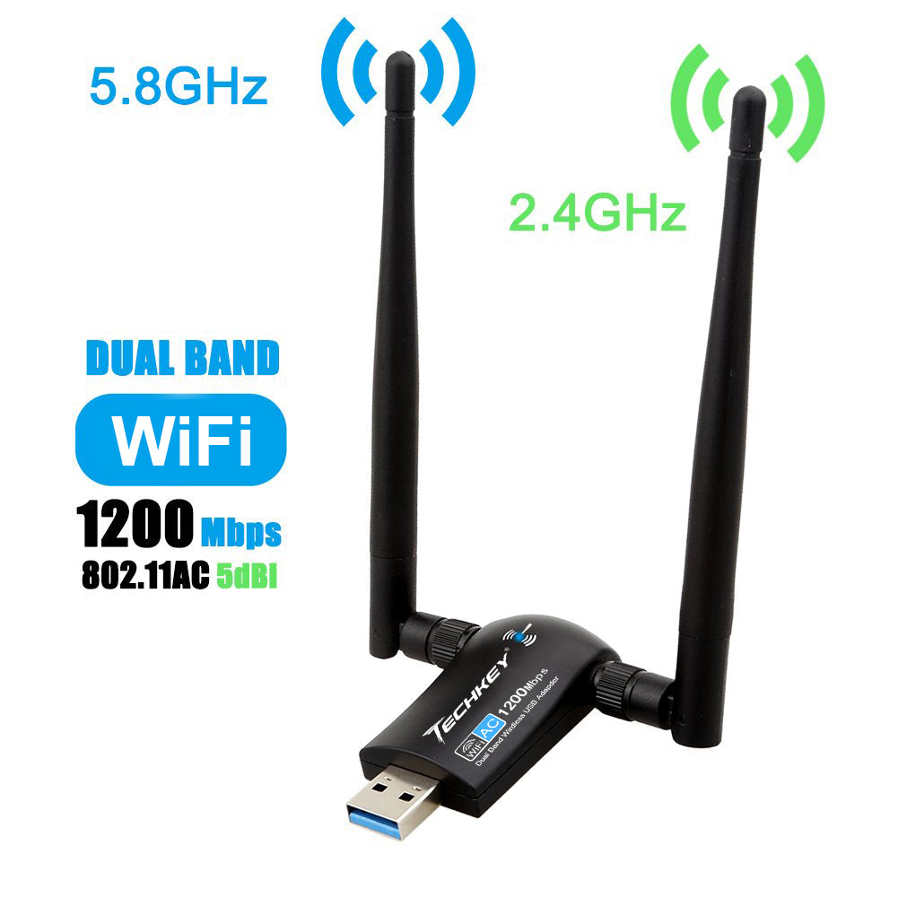 Techkey Wireless USB WiFi Adapter, 1200Mbps Dual Band 2.42GHz/300Mbps –  mytechkey