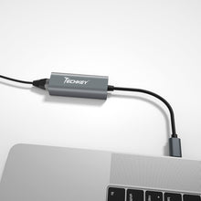 Load image into Gallery viewer, USB C to Ethernet Adapter, Techkey USB Thunderbolt 3 / Type C to RJ45 Gigabit Ethernet LAN Network Adapter Compatible for MacBook Pro 2019/2018/2017 Dell XPS ChromeBook Galaxy S9/S8 and More