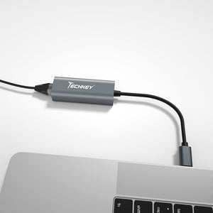 USB C to Ethernet Adapter, Techkey USB Thunderbolt 3 / Type C to RJ45 Gigabit Ethernet LAN Network Adapter Compatible for MacBook Pro 2019/2018/2017 Dell XPS ChromeBook Galaxy S9/S8 and More