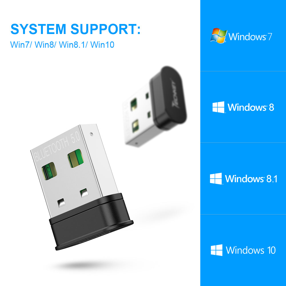 USB Bluetooth Adapter, USB Bluetooth 5.0 Dongle for PC Laptop Desktop  Computer, Compatible with Windows 10/8.1/8/7 to Connect Bluetooth  Headphones/Speakers/Mouse/Keyboard 