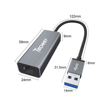 Load image into Gallery viewer, Ethernet Adapter USB 3.0 to Nekwork, Techkey USB to RJ45 Gigabit LAN/Windows XP/for Mac OS X /10.6-10.15, 10/100/1000 Mbps Ethernet Supports Nintendo Switch/Wii U/MacBook/Chromebook